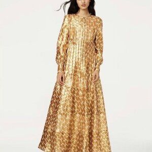 Tory Burch Gold Metallic Maxi Dress - Size 8